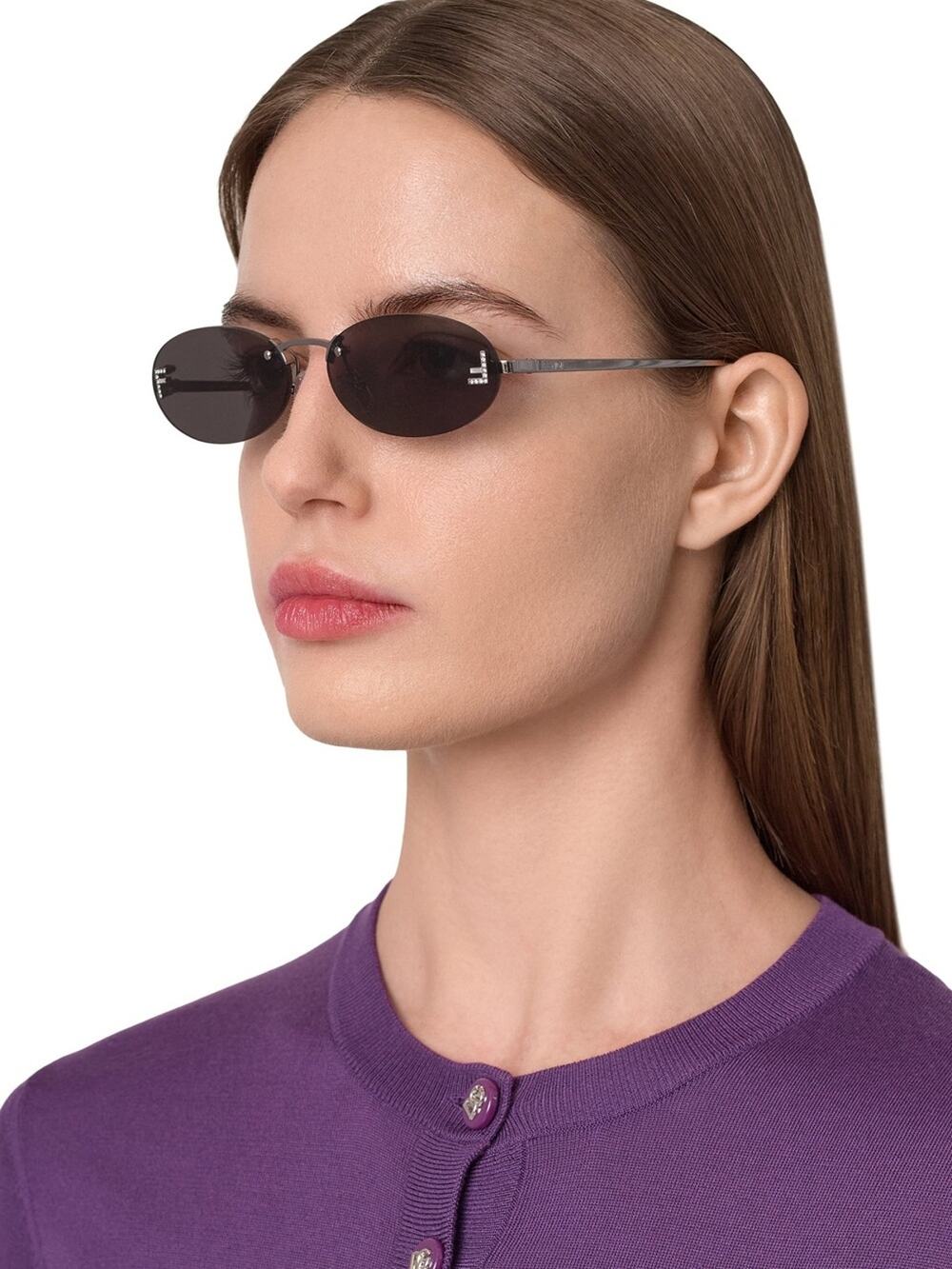 NEW FENDI FE4075US 12A SHINY DARK RUTHENIUM Sunglasses Authentic